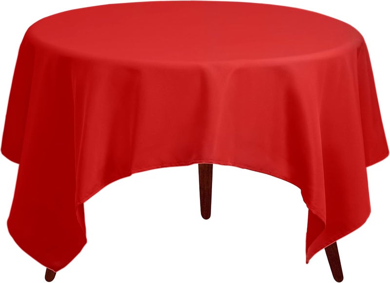 Gee Di Moda Red Square Tablecloth - 85 x 85 Inch, Heavy Duty, Wrinkle Resistant, Machine Washable, Ideal for Buffet Table, Parties, Wedding & More - Image 2