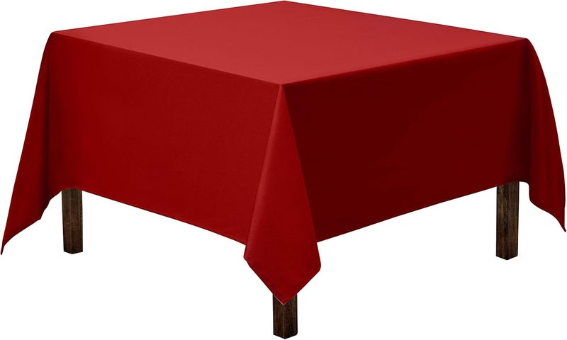 Gee Di Moda Red Square Tablecloth - 85 x 85 Inch, Heavy Duty, Wrinkle Resistant, Machine Washable, Ideal for Buffet Table, Parties, Wedding & More - Image 1