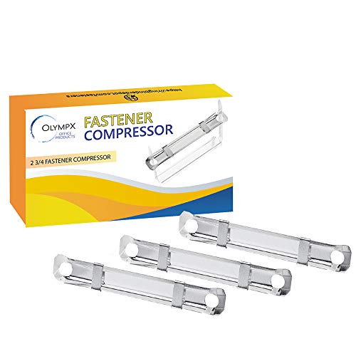 OLYMPX 100 Pcs of Prong Paper Fastener Compressors for Standard 2-Hole Punch, Works with 1 Inch - 3.5 Inch Capacity, 2.75 Inch Center for Paper Fastener Prong Bases, 100 per Box - Image 1