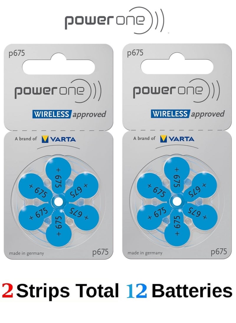 Power One PowerOne 1.45V Original German High Level Hearing Aid Batteries P675  (2 Strips Total 12 Batteries)  - Image 1