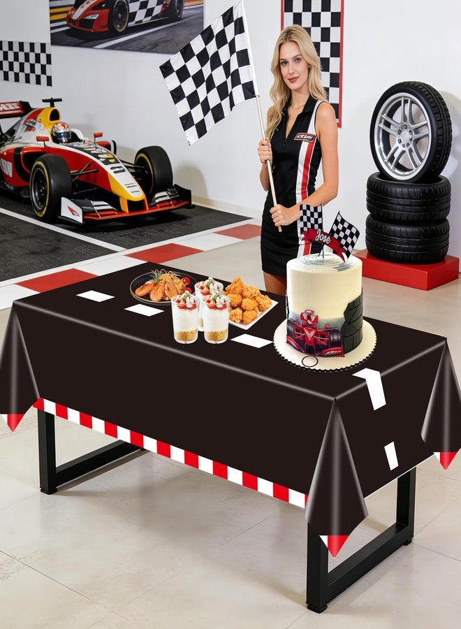 EUVBOKW 3pcs Checkered Racing Car Plastic Tablecloth,Race Birthday Party Decorations Disposable Table Cloth for Boys Car Theme Birthday Party Supplies,54 * 108 Inches - Image 5