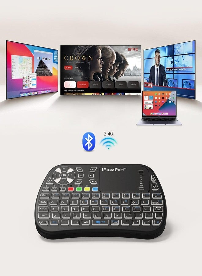 iPazzPort Bluetooth Mini Keyboard with Touchpad, 2.4G Mini Wireless Keyboard and Mouse with IR Learning Support, Cyclic RGB Backlit, Rechargeable for PC, Smart TV, Laptop, Android TV Box Type-C - Image 3