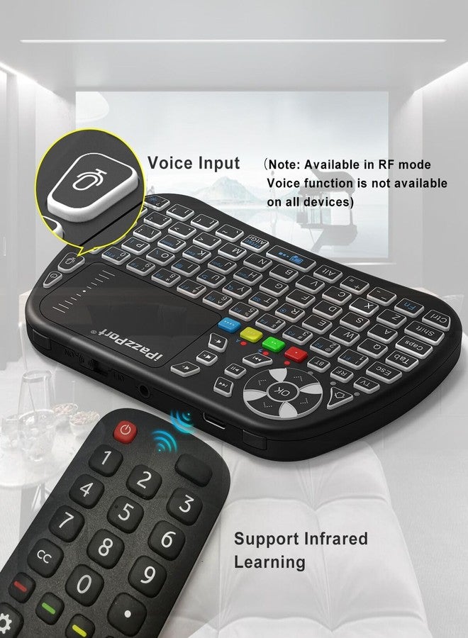 iPazzPort Bluetooth Mini Keyboard with Touchpad, 2.4G Mini Wireless Keyboard and Mouse with IR Learning Support, Cyclic RGB Backlit, Rechargeable for PC, Smart TV, Laptop, Android TV Box Type-C - Image 5