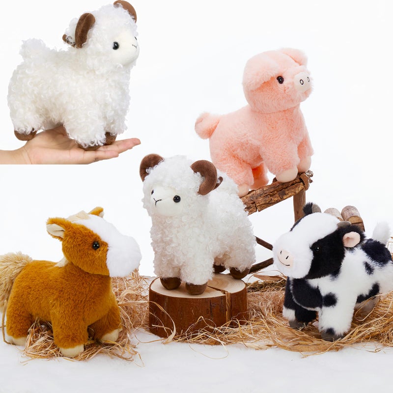 MaoGoLan 4 Pack Farm Stuffed Animals Bulk Party Favors for Kids 8 inch Plush Cow  Sheep  Pig  Horse  Gifts for Toddlers Girls Boys Christmas Birthday Baby Shower - Image 3