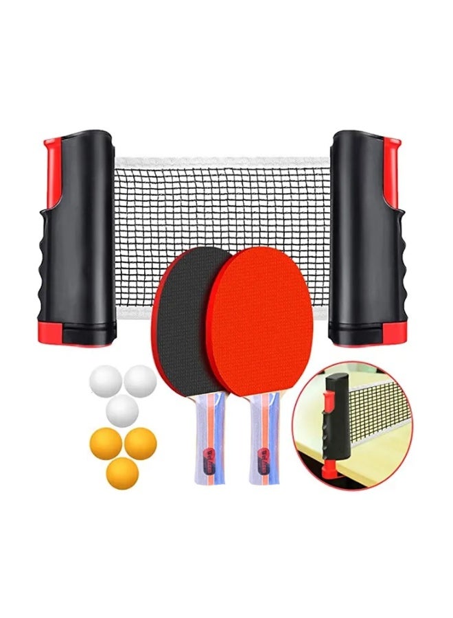Weinixun Weinixun Portable Professional Table Tennis Racket Set – Includes 4 Paddles, 6 Balls, Retractable Net & Carrying Case – Lightweight Ping Pong Set for All Ages & Skill Levels - Image 1