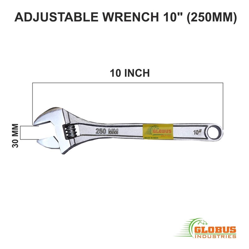GLOBUS 364 Forged Adjustable Steel Wrench 250 MM 10 inches Chrome Finish - Image 3