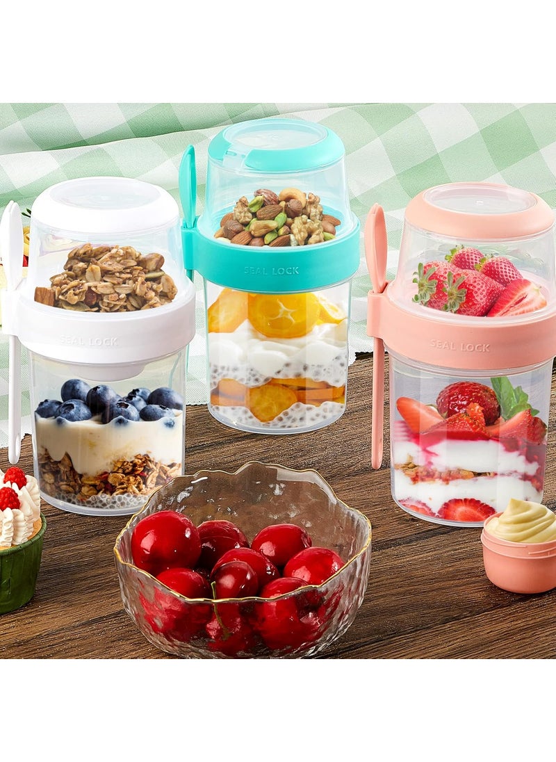 Nuenen Nuenen 3 Pack 29 oz Cereal Cups Breakfast Cereal and Milk Container Portable Take and Go Cup Reusable Overnight Oats Container 2 Tier Oats Jars with Lid Fork Leak Proof Yogurt Oatmeal Salad Cup  - Image 5
