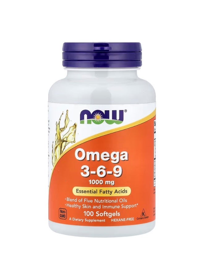 NOW Omega 3-6-9 Essential Fatty Acids, 1000mg, 100 Softgels