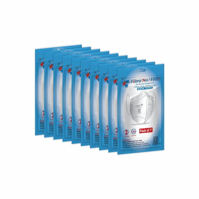 Filtra ® N95 Mask with Ear Loops | FFP2 Mask with Ear Loops | BIS Certified | 5 Layer N95 Mask | Thick Ear Loops | High Filtration | (10 Single Packs) - Image 4