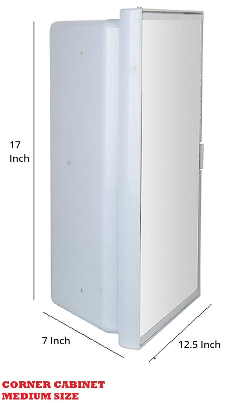 PGen Sized Large 125 x7 x 7 Spacious Full Mirror Single Door Magnetic LockSturdy Look Virgin Plastic Cabinet Plastic Wall Shelf Number of Shelves 5 Daimond Corner Cabinet White - Image 2