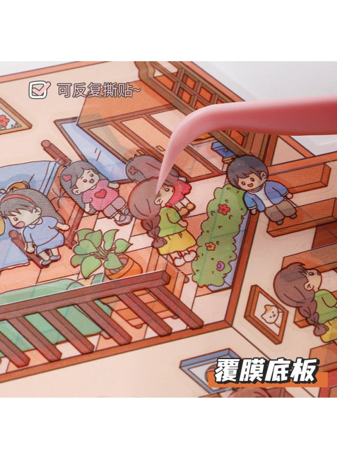 HELPS Cute Super Large 3d Stereo High Difficulty 3-layer Cartoon Scene Diy Decompression Hand Account Sticker - Image 2