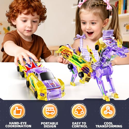KIZONLY Collision Transforming Dinosaur Car Toy 2 in 1 Magnet Cars Transform into Dinosaur Toys Fun Robot Dinosaur Toy Cars Birthday Gift for Kids Boys Girls Age 46 612 Year Old - Image 5