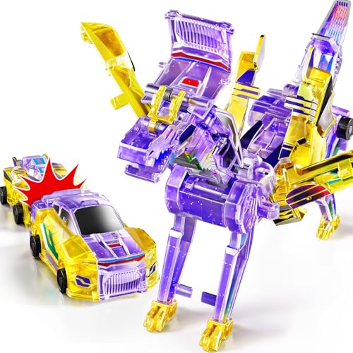 KIZONLY Collision Transforming Dinosaur Car Toy 2 in 1 Magnet Cars Transform into Dinosaur Toys Fun Robot Dinosaur Toy Cars Birthday Gift for Kids Boys Girls Age 46 612 Year Old - Image 1