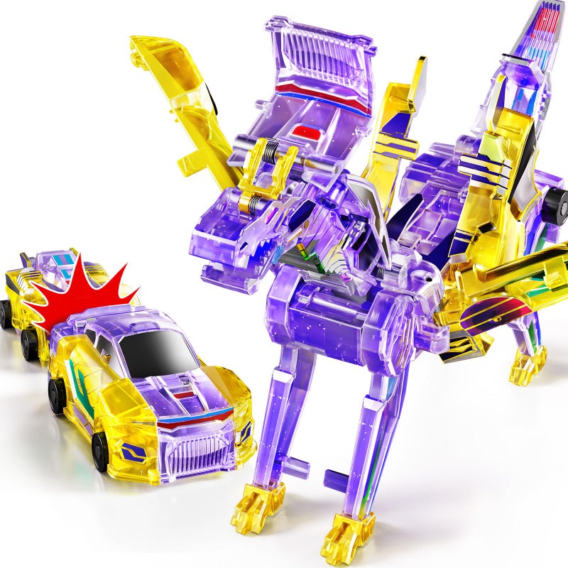 KIZONLY Collision Transforming Dinosaur Car Toy 2 in 1 Magnet Cars Transform into Dinosaur Toys Fun Robot Dinosaur Toy Cars Birthday Gift for Kids Boys Girls Age 46 612 Year Old - Image 3