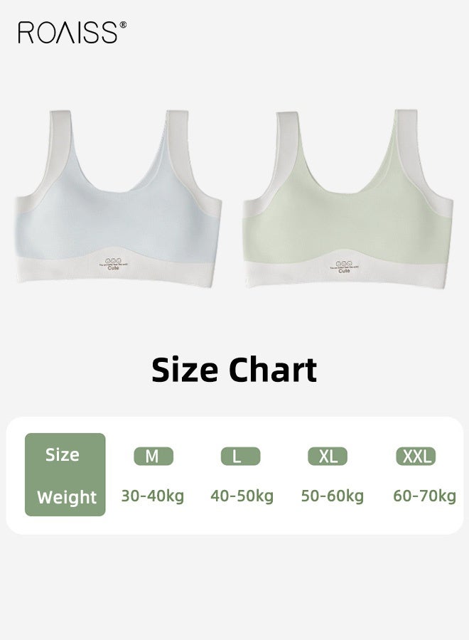 roaiss Girls' 2 Pack Sports Bra with Breathable Fixed Pads, Teens Pull-on Training Bras with U-shaped Collar, Ideal for Developing Teens - Image 5