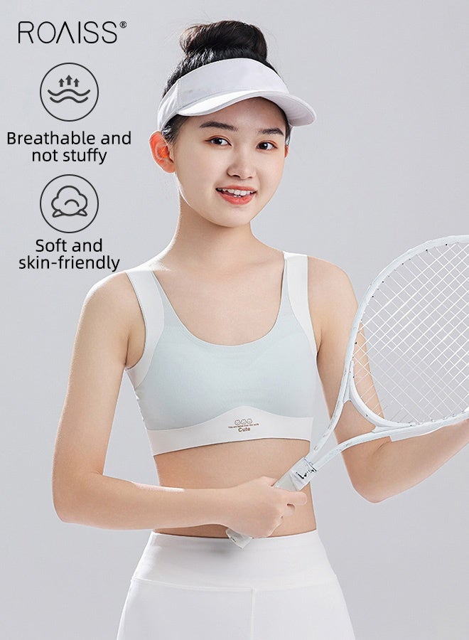 roaiss Girls' 2 Pack Sports Bra with Breathable Fixed Pads, Teens Pull-on Training Bras with U-shaped Collar, Ideal for Developing Teens - Image 2