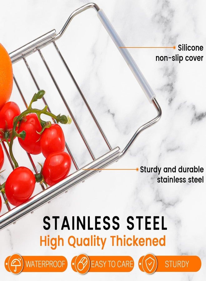 Realand Expandable Over The Sink Dish Drainer Drying Rack, Stainless Steel Telescopic Sink Storage Rack, Kitchen Sink Caddy Organizer Sponge Holder - Image 3