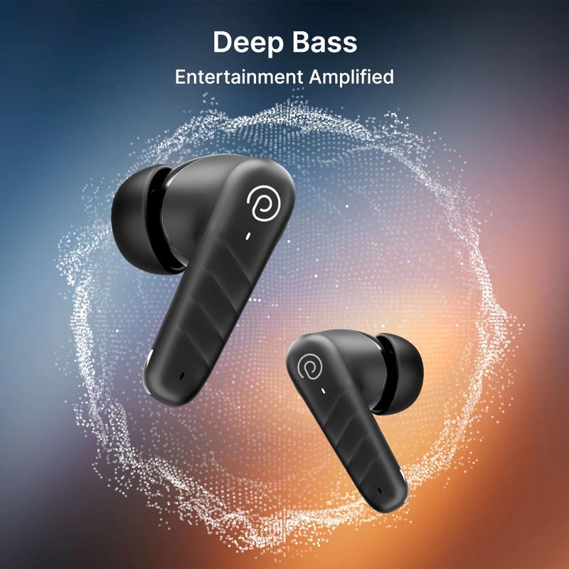 PTron سماعات أذن Bassbuds Spark اللاسلكية بتقنية TWS مع صوت ستيريو، 40 ساعة من وقت التشغيل، مكالمات ستيريو، سماعات بلوتوث V5.3 مع اقتران سريع، تحكم باللمس، مساعد صوتي، شحن Type C ومقاومة للماء IPX5 (أسود) - Image 5
