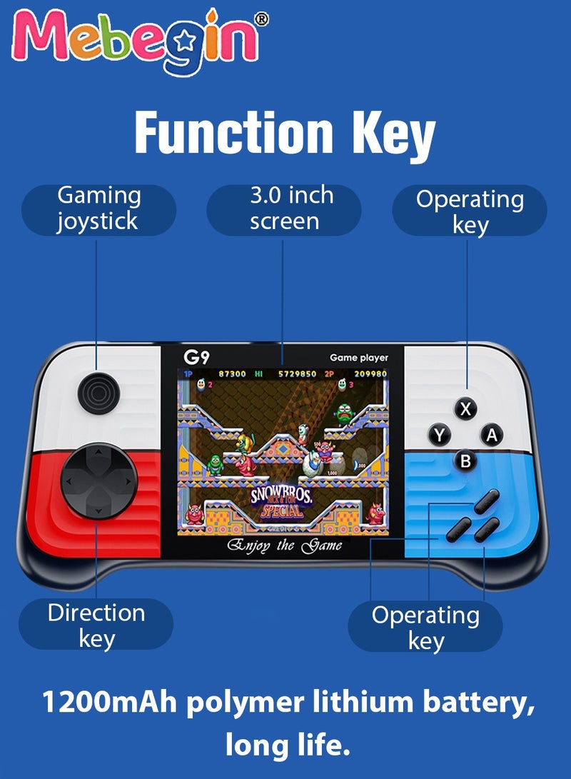 MEBEGIN Portable Handheld Game Console Built-in 666 Games with 2 Gamepad, 3 Inch HD Screen Game Player with Dual Joystick, Support TV Output, Mini Arcade Toys Nice Gift for Kids and Adult - Image 3