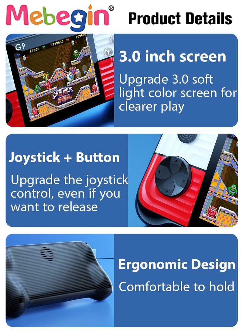 MEBEGIN Portable Handheld Game Console Built-in 666 Games with 2 Gamepad, 3 Inch HD Screen Game Player with Dual Joystick, Support TV Output, Mini Arcade Toys Nice Gift for Kids and Adult - Image 5