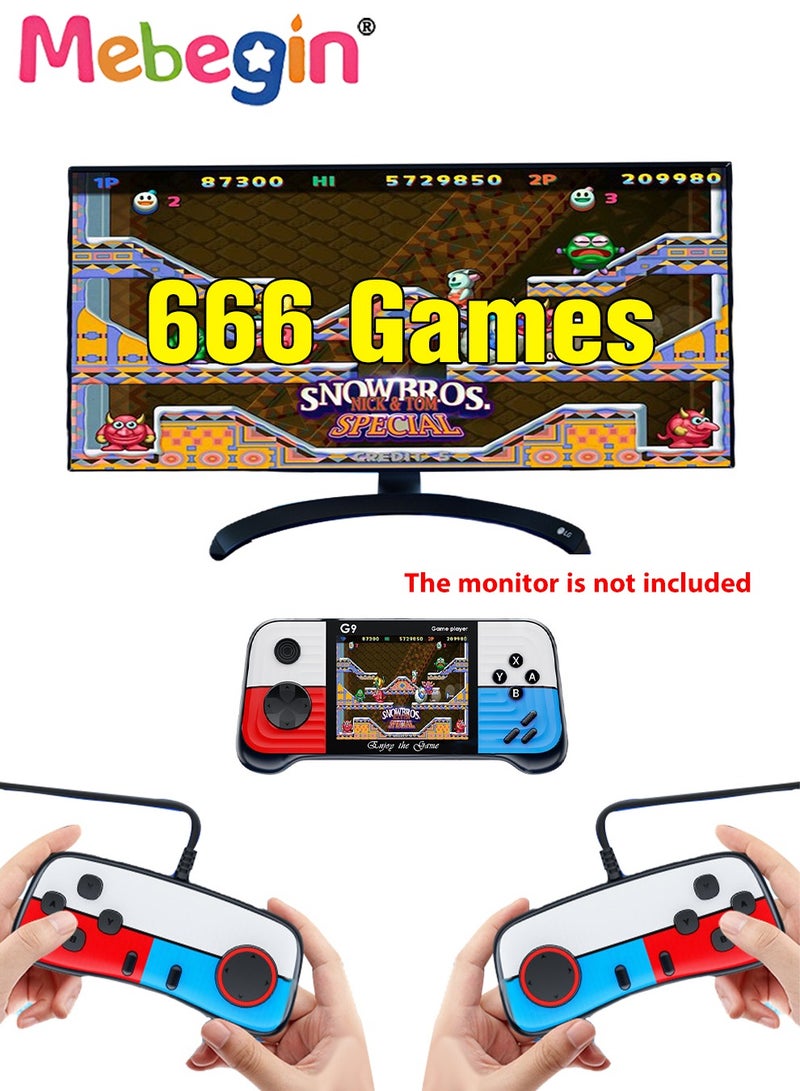 MEBEGIN Portable Handheld Game Console Built-in 666 Games with 2 Gamepad, 3 Inch HD Screen Game Player with Dual Joystick, Support TV Output, Mini Arcade Toys Nice Gift for Kids and Adult - Image 1