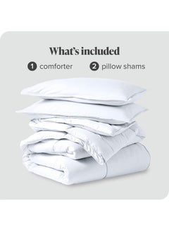 Home of linens Cotton - Plain - 3 Pieces Heavy Comforter Set - 2.8Kgs - Down Alternative Filling - (For Matress 100cm/120cm) - Size (180cm x 240cm) + 2 Pillow Case Covers (50cm x 70cm) - White  - Image 4