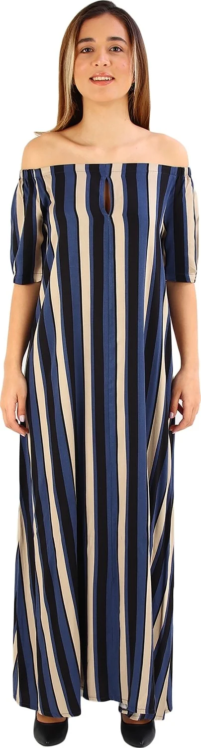 الكسندر جاردي Striped Off-Shoulder Dress