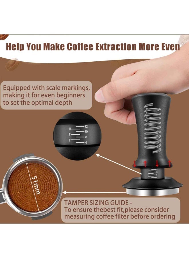 4pcs,Coffee Espresso Tamper Set, 51mm Espresso Tamper and WDT Tool, Espresso Dosing Funnel, Silicone Gel Coffee Tamper Mat, Espresso Accessories for Barista Home Office - Image 3