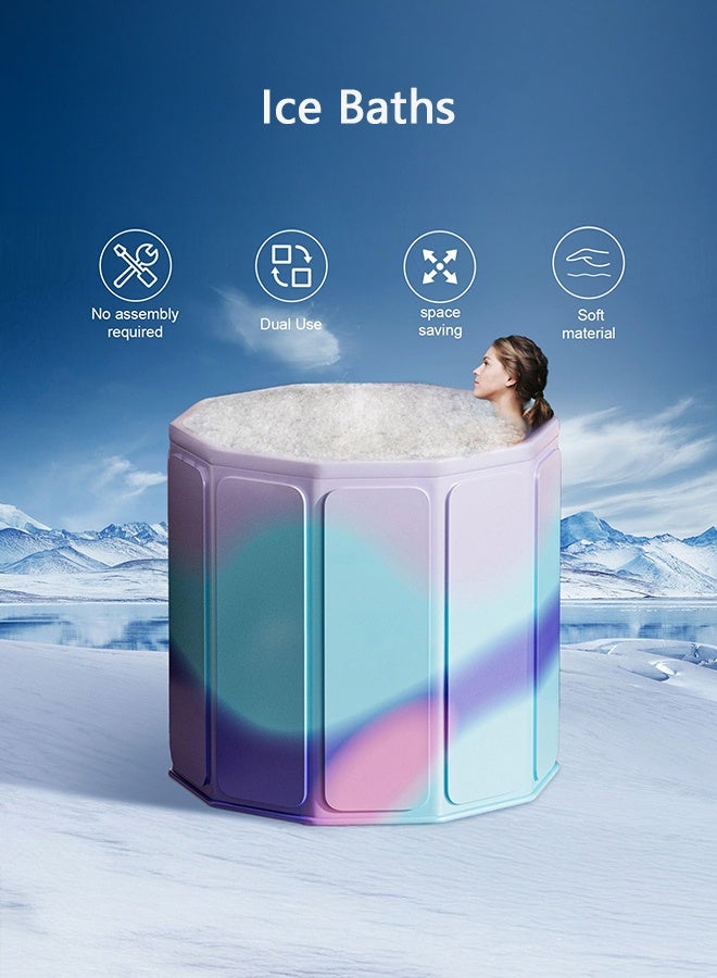 شو وو حوض استحمام ثلجي محمول 70×66 سم، 5 طبقات، للرياضيين - حوض استحمام بارد قابل للطي للتعافي السريع للعضلات، سعة كبيرة للعلاج بالماء البارد، إعداد فوري للاستخدام المنزلي/الصالة الرياضية/الاستخدام الخارجي - Image 2
