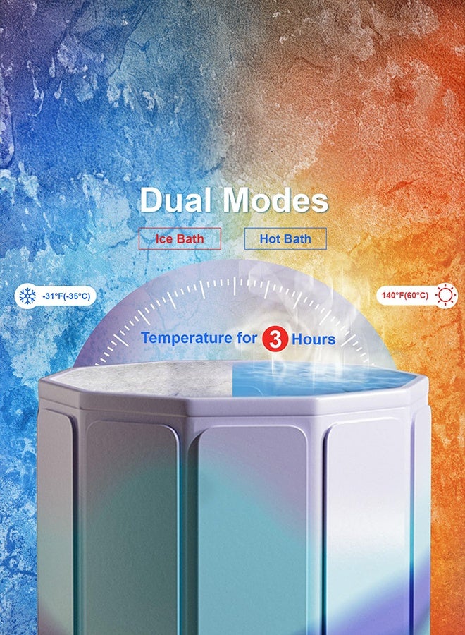 شو وو حوض استحمام ثلجي محمول 70×66 سم، 5 طبقات، للرياضيين - حوض استحمام بارد قابل للطي للتعافي السريع للعضلات، سعة كبيرة للعلاج بالماء البارد، إعداد فوري للاستخدام المنزلي/الصالة الرياضية/الاستخدام الخارجي - Image 3