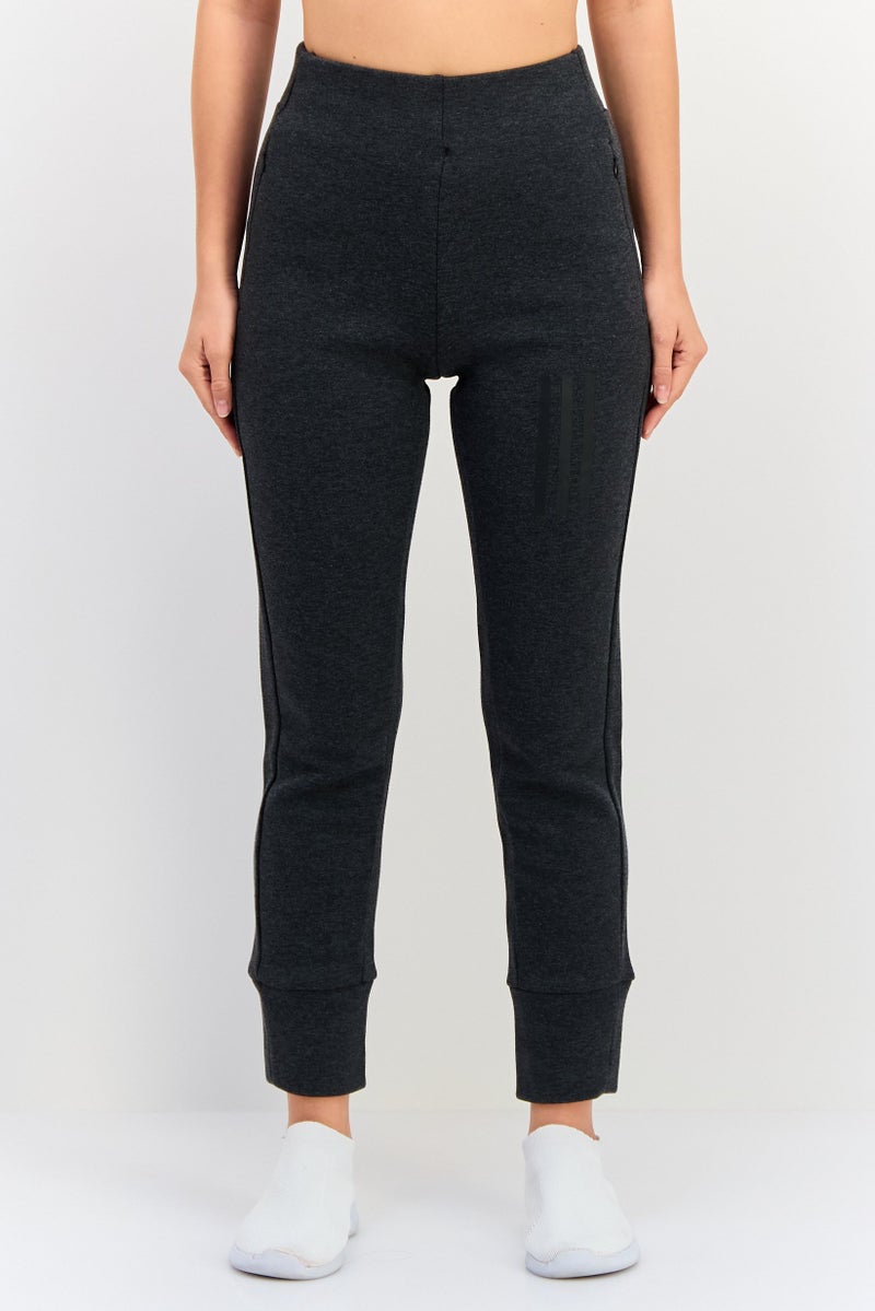 Adidas Women Slim Fit High Waist Running Sweatpants, Dark Grey - Image 1