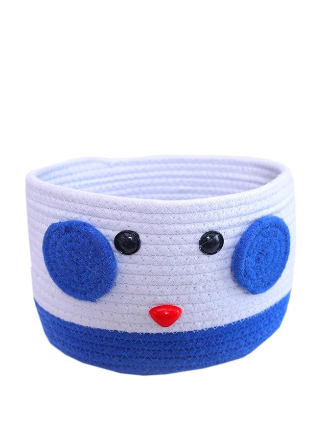 GRABTEEZ Cotton Rope Storage Basket with Bear Design, 20x20.7x20 cm, 307g, Handmade, Open Top, Kids Room Organizer