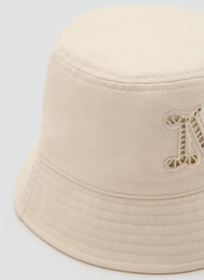 MANGO Bucket Hat With Embroidered Lettering
