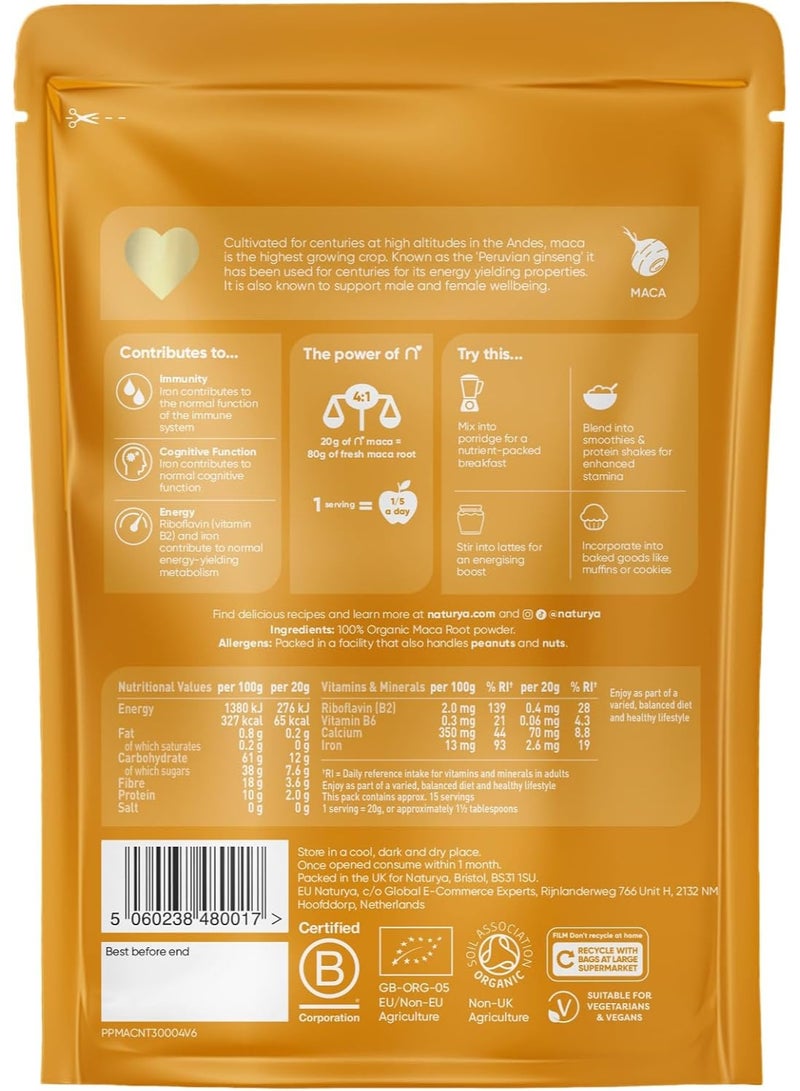 Naturya Peruvian Organic Raw Maca Powder 300g | Certified Organic, Vegan & Kosher Superfoods | Packed with Vit B2, Iron & Fibre - Image 2