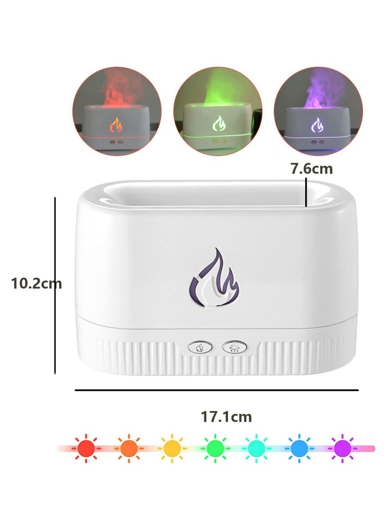 Flame Air Diffuser, Humidifier, Portable Noiseless Aroma Diffuser with Multicolour Lights Waterless Auto Off Protection (White) - Image 2