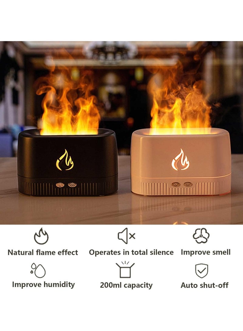 Flame Air Diffuser, Humidifier, Portable Noiseless Aroma Diffuser with Multicolour Lights Waterless Auto Off Protection (White) - Image 3