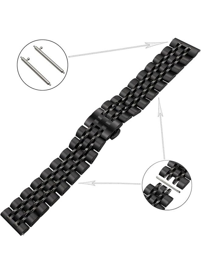 ELTRAZONE Black Stainless Steel Replacement Strap for Huawei Watch GT2, GT, GT2 Pro, GT 2e, Honor Magic 2 - 22mm Metal Band  - Image 2