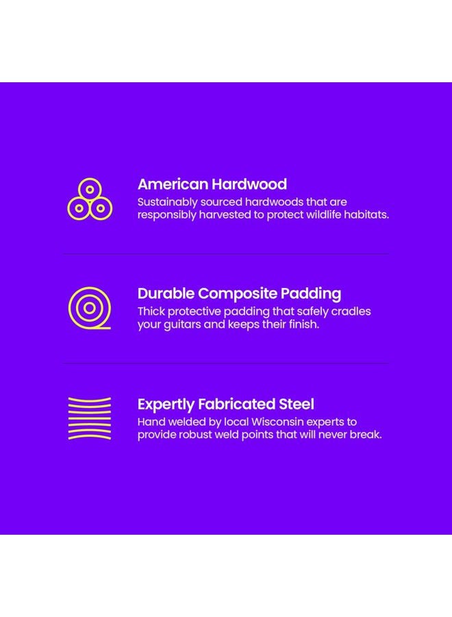 String Swing Guitar Hanger – Holder for Electric Acoustic and Bass Guitars – Stand Accessories for Home or Studio Wall - Musical Instruments Safe Without Hard Cases - Black Walnut Hardwood CC01K-BW - Image 4