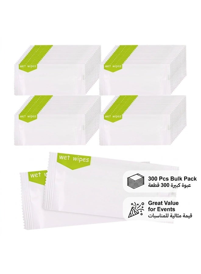 Wet Wipes, Individually Wrapped Bulk Wetwipes, large Wet Wipes for Restaurants Aviation Weddings and Barbeques 300 Pcs - Image 1