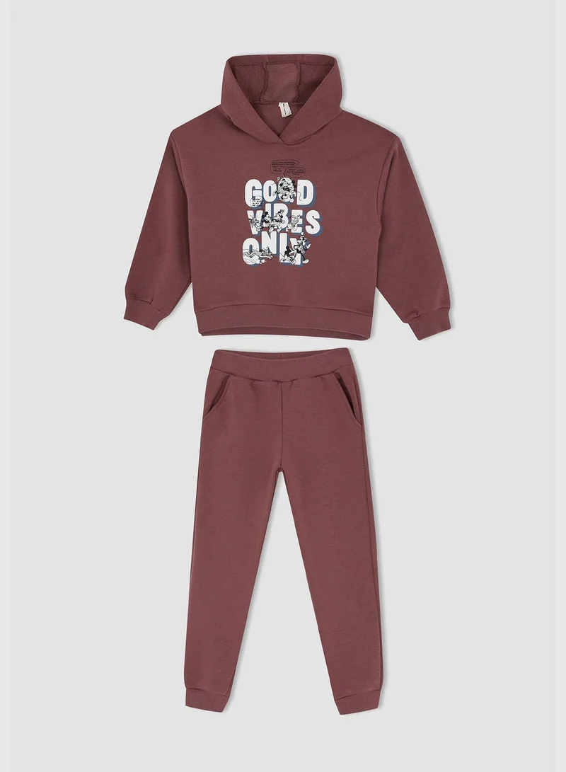 DeFacto Disney Mickey & Minnie Licenced Regular Fit Long Sleeve Hoodie & Jogger Set