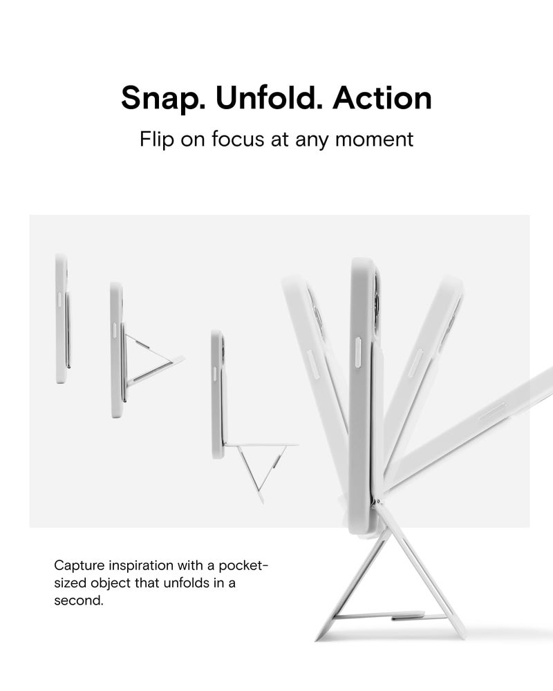 MOFT حامل ثلاثي القوائم للهاتف MOFT متوافق مع سلسلة iPhone 16/15/14/13/12، ضبط الزاوية ومغناطيسات قوية ومتوافق مع MagSafe، عصا سيلفي خفية MOVAS، أسود جت - Image 4