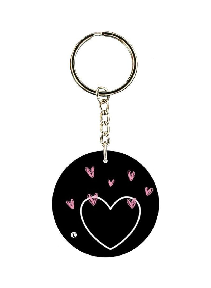 Double Sided Heart Printed Keychain
