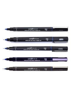 Uni Pin 5-Piece Fineline Pen Assorted Sizes Blue Ink  - Image 1