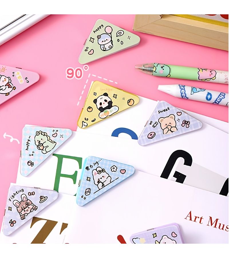 10 Pcs Multi Functional Triangle Paper Clips Plastic File Folder Organizers Office Memo Clip Cartoon Patterns Bookmarks - Image 2
