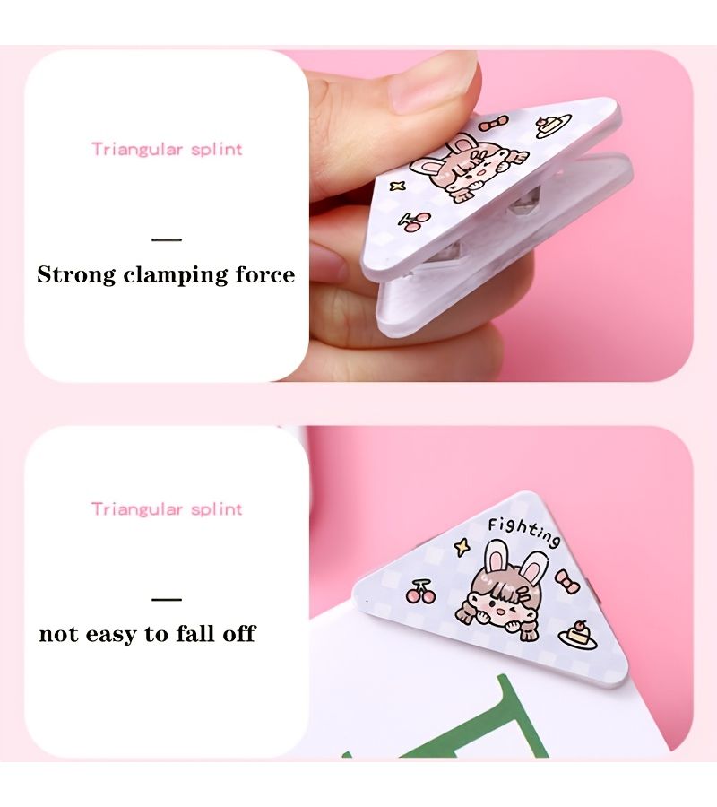 10 Pcs Multi Functional Triangle Paper Clips Plastic File Folder Organizers Office Memo Clip Cartoon Patterns Bookmarks - Image 4