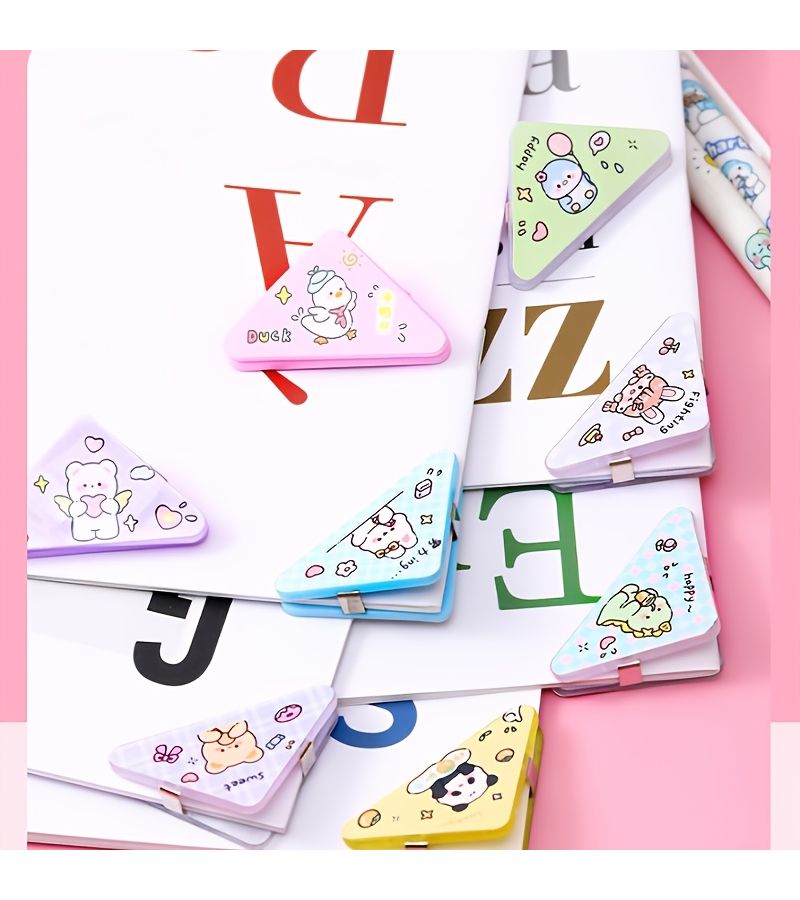 10 Pcs Multi Functional Triangle Paper Clips Plastic File Folder Organizers Office Memo Clip Cartoon Patterns Bookmarks - Image 5