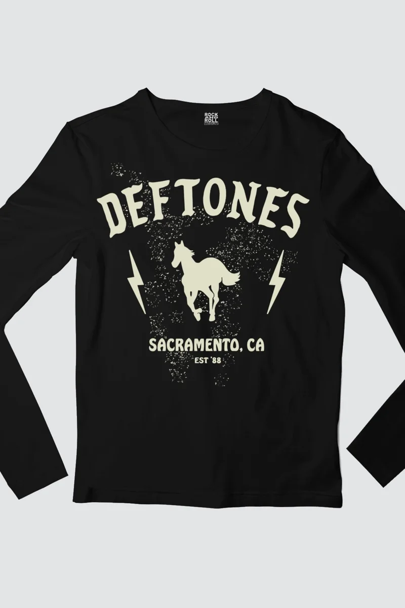 Rock&Roll Deftones Black Long Sleeve Women's Cotton T-Shirt