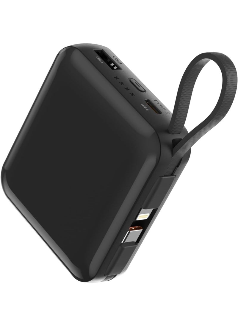 Philips 10000mAh Powerbank Super Mini Series PD 22.5W With Type C & Lightning Cable DLP5713 Black - Image 3
