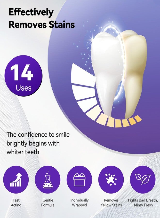 Orrhomi Teeth Whitening Strips 14 Treatments, Enamel Safe for Sensitive Tooth, Whitens Teeth, Purple Whitening Strips, Removes Yellow Stains & Bad Breath - Effective Color Correction for a Brighter Smile - Image 2