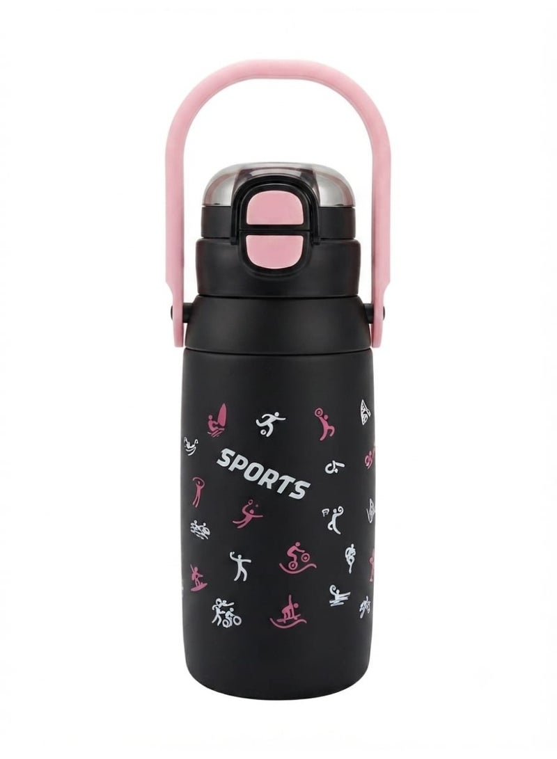 Acrylic Sports Water Bottle with Straw, Safety Lock & Carrying Handle, Black - Image 2